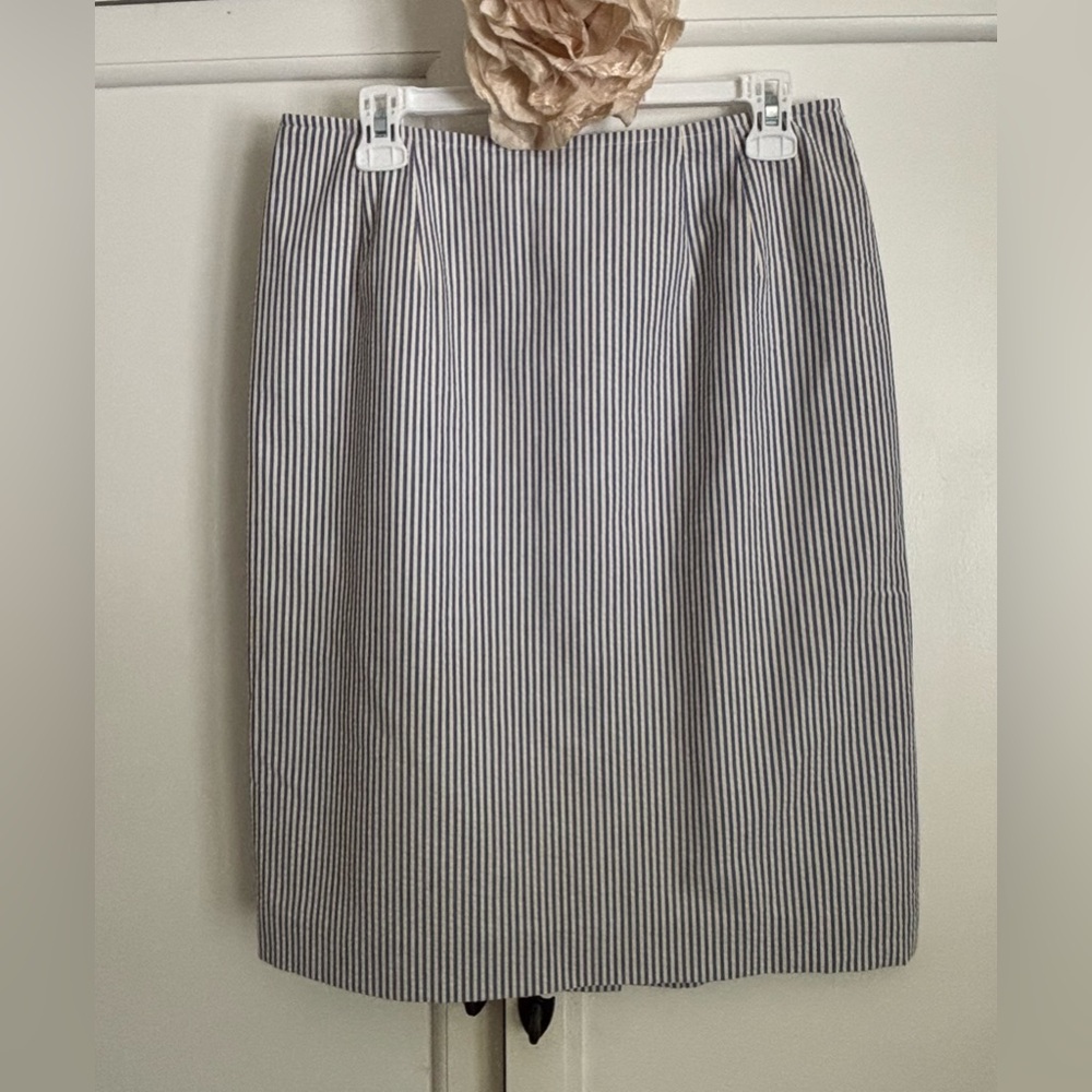 Talbots Blue Stripe Pencil Skirt Knee-Length Workwear